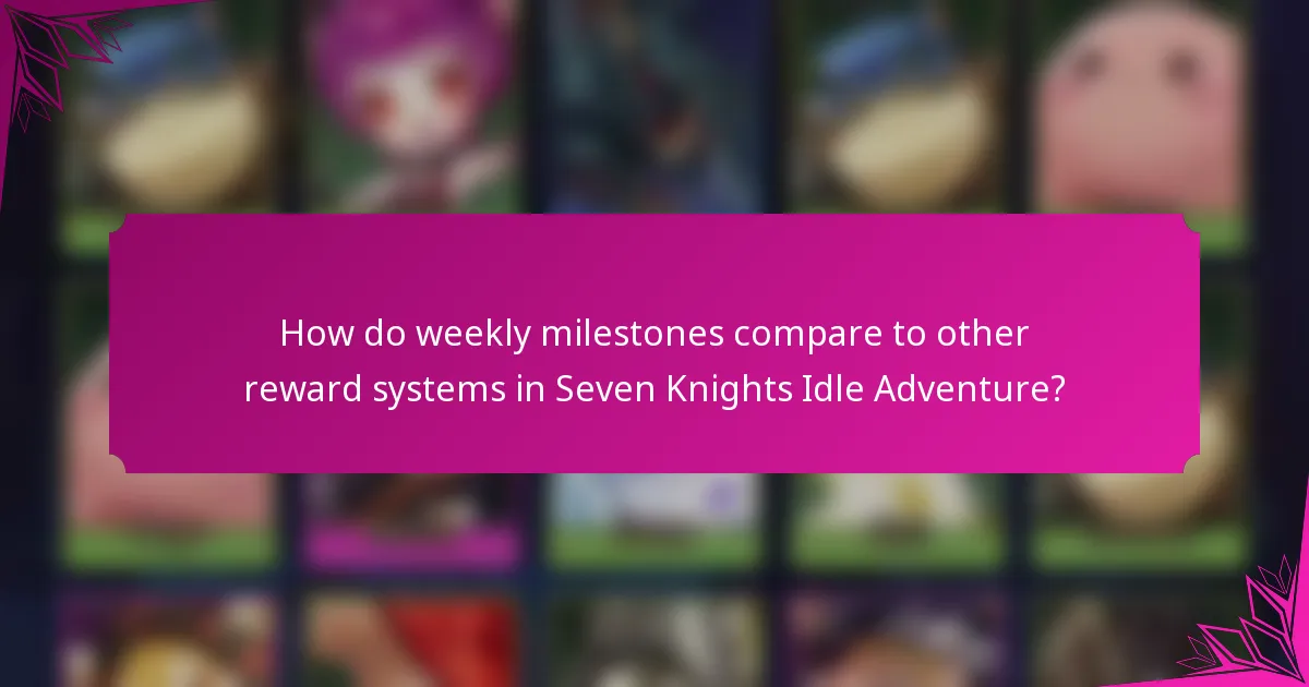 How do weekly milestones compare to other reward systems in Seven Knights Idle Adventure?