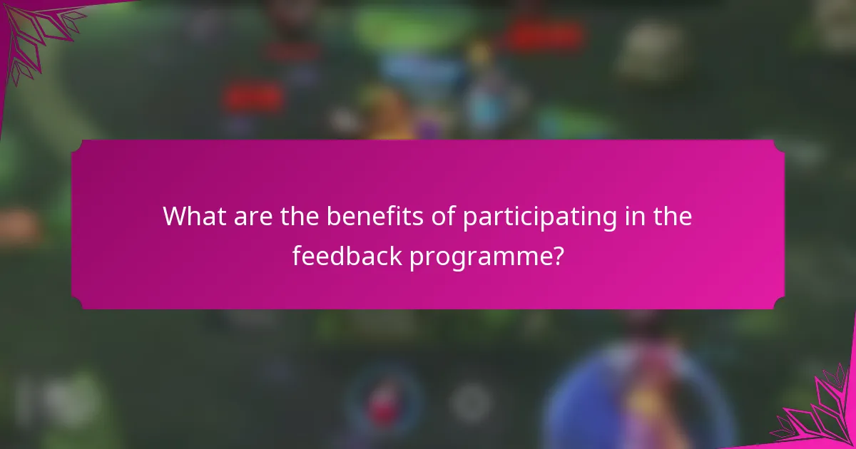 What are the benefits of participating in the feedback programme?