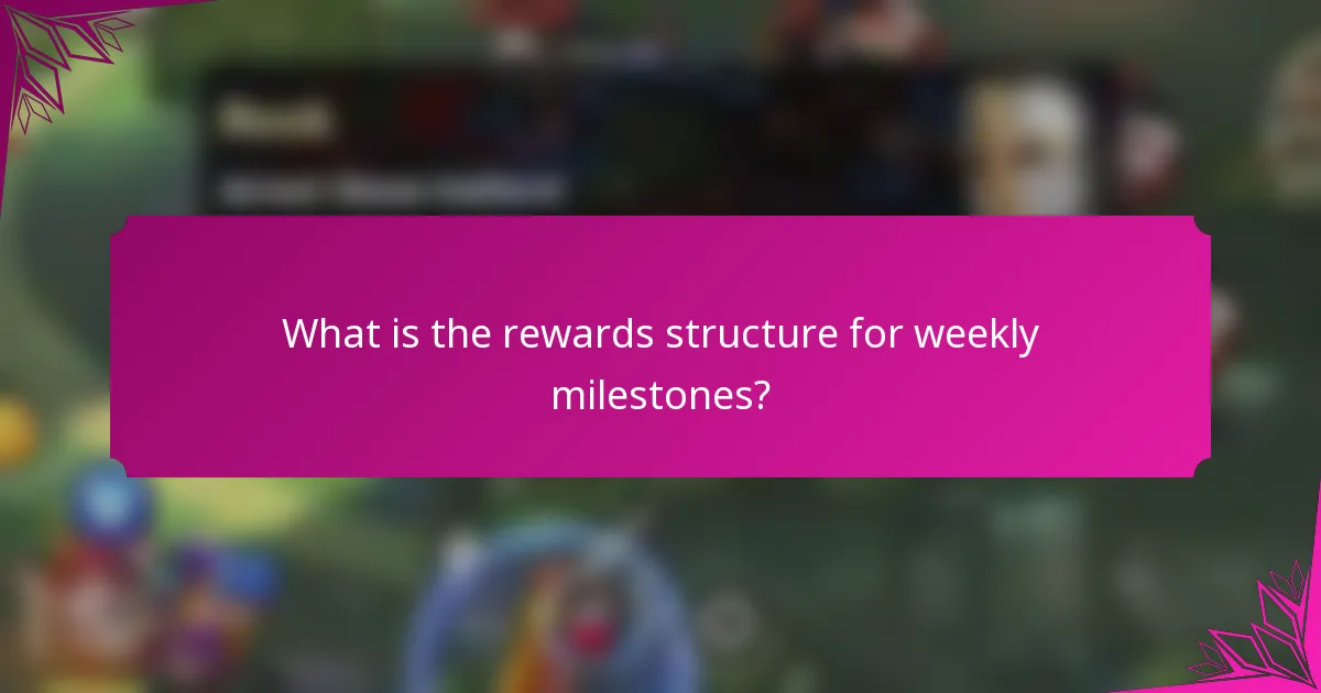 What is the rewards structure for weekly milestones?